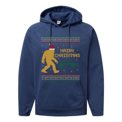 Hairy Christmas Bigfoot Santa Ugly Christmas Sweater Gift Performance Fleece Hoodie