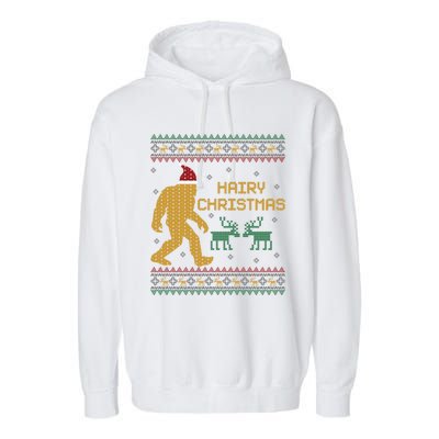 Hairy Christmas Bigfoot Santa Ugly Christmas Sweater Gift Garment-Dyed Fleece Hoodie