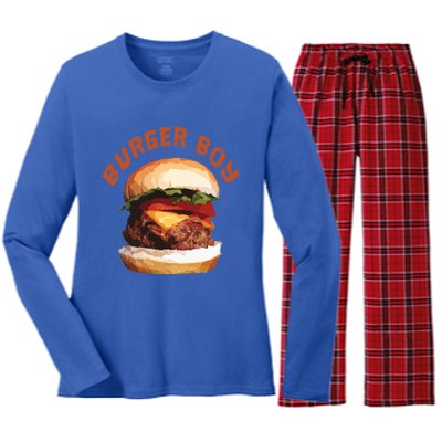 Hamburger Cheeseburger Burger Funny Fast Food Gift Women's Long Sleeve Flannel Pajama Set 