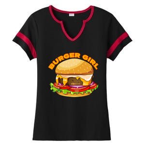 Hamburger Cheeseburger Burger Funny Fast Food Gift Ladies Halftime Notch Neck Tee