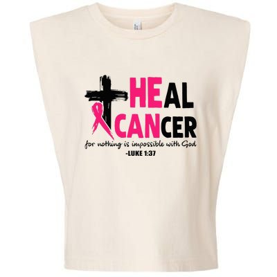 Heal Cancer Believe God Christian Breast Cancer Awareness Garment-Dyed Women's Muscle Tee