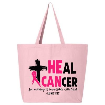 Heal Cancer Believe God Christian Breast Cancer Awareness 25L Jumbo Tote