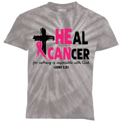 Heal Cancer Believe God Christian Breast Cancer Awareness Kids Tie-Dye T-Shirt