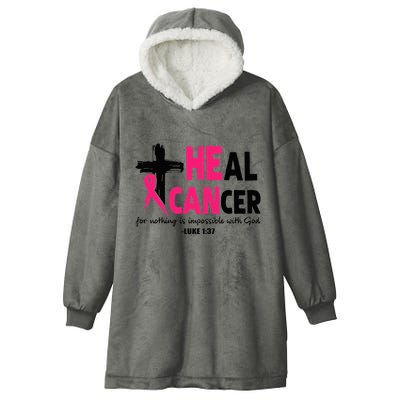Heal Cancer Believe God Christian Breast Cancer Awareness Hooded Wearable Blanket