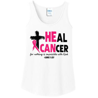 Heal Cancer Believe God Christian Breast Cancer Awareness Ladies Essential Tank