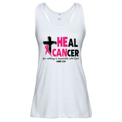 Heal Cancer Believe God Christian Breast Cancer Awareness Ladies Essential Flowy Tank