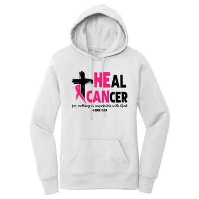 Heal Cancer Believe God Christian Breast Cancer Awareness Women's Pullover Hoodie