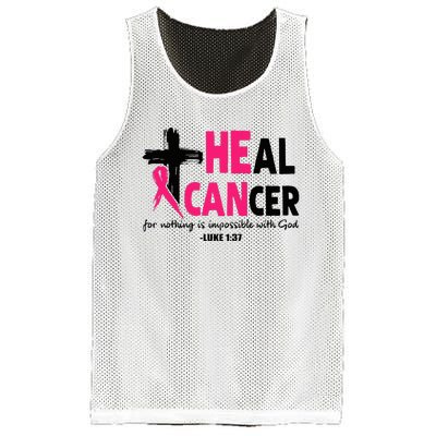 Heal Cancer Believe God Christian Breast Cancer Awareness Mesh Reversible Basketball Jersey Tank