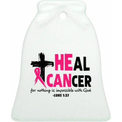 Heal Cancer Believe God Christian Breast Cancer Awareness Ceramic Bell Ornament