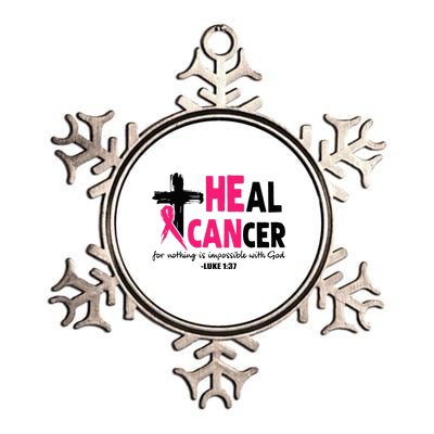 Heal Cancer Believe God Christian Breast Cancer Awareness Metallic Star Ornament