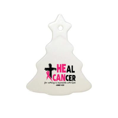 Heal Cancer Believe God Christian Breast Cancer Awareness Ceramic Tree Ornament