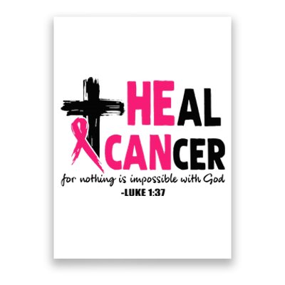 Heal Cancer Believe God Christian Breast Cancer Awareness Poster