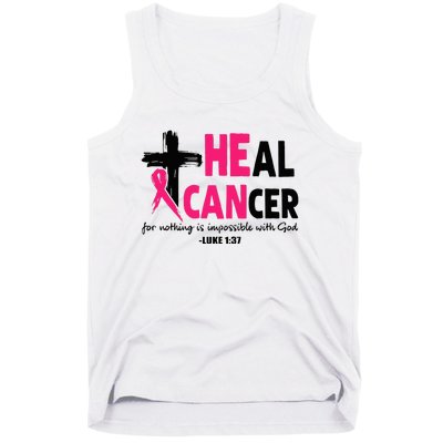 Heal Cancer Believe God Christian Breast Cancer Awareness Tank Top