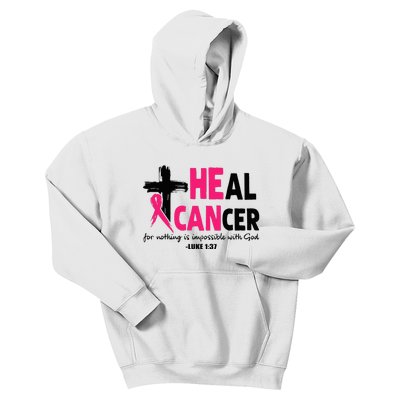 Heal Cancer Believe God Christian Breast Cancer Awareness Kids Hoodie