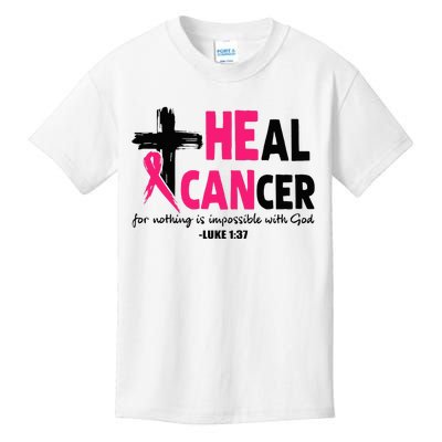 Heal Cancer Believe God Christian Breast Cancer Awareness Kids T-Shirt