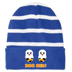 Halloween Costume Boo Bees Gift Striped Beanie with Solid Band