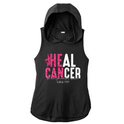 Heal Cancer Believe God Christian Breast Cancer Awareness Ladies PosiCharge Tri-Blend Wicking Draft Hoodie Tank