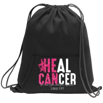 Heal Cancer Believe God Christian Breast Cancer Awareness Sweatshirt Cinch Pack Bag