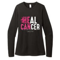 Heal Cancer Believe God Christian Breast Cancer Awareness Womens CVC Long Sleeve Shirt