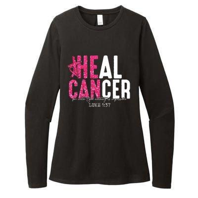 Heal Cancer Believe God Christian Breast Cancer Awareness Womens CVC Long Sleeve Shirt