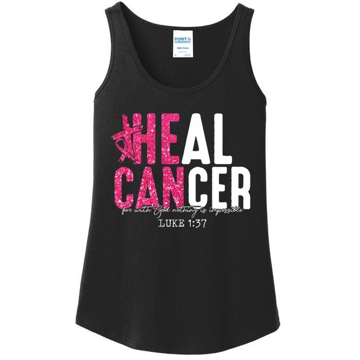 Heal Cancer Believe God Christian Breast Cancer Awareness Ladies Essential Tank