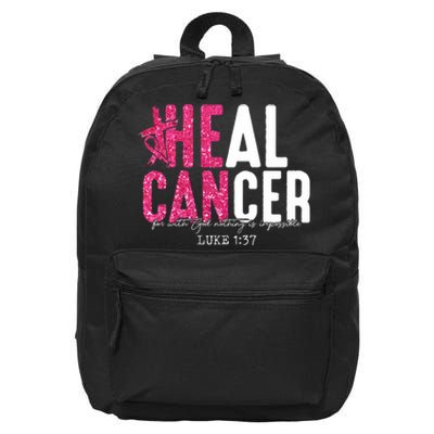 Heal Cancer Believe God Christian Breast Cancer Awareness 16 in Basic Backpack