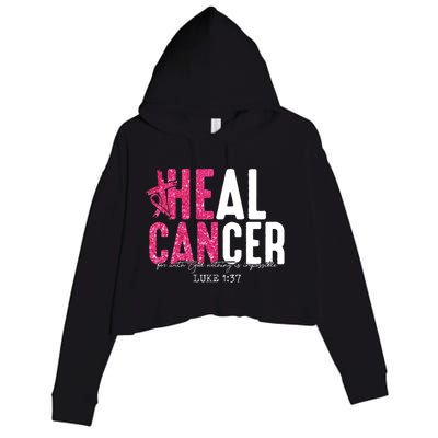 Heal Cancer Believe God Christian Breast Cancer Awareness Crop Fleece Hoodie