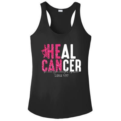 Heal Cancer Believe God Christian Breast Cancer Awareness Ladies PosiCharge Competitor Racerback Tank