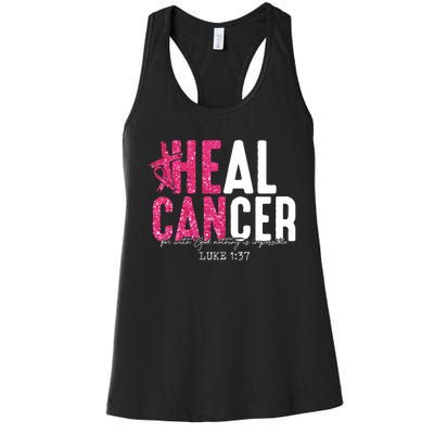 Heal Cancer Believe God Christian Breast Cancer Awareness Women's Racerback Tank