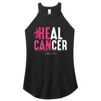 Heal Cancer Believe God Christian Breast Cancer Awareness Women's Perfect Tri Rocker Tank