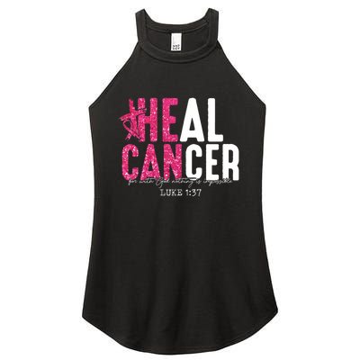 Heal Cancer Believe God Christian Breast Cancer Awareness Women's Perfect Tri Rocker Tank