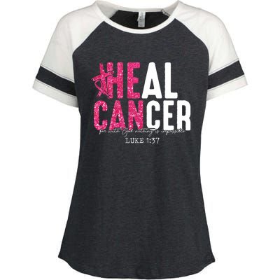 Heal Cancer Believe God Christian Breast Cancer Awareness Enza Ladies Jersey Colorblock Tee