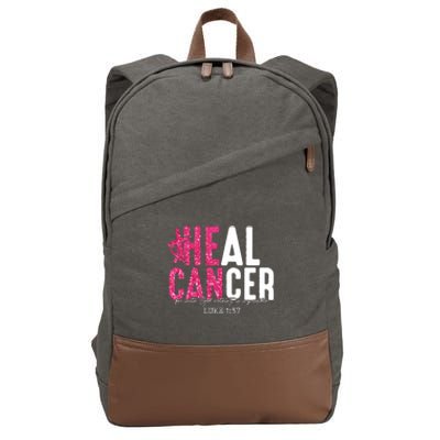 Heal Cancer Believe God Christian Breast Cancer Awareness Cotton Canvas Backpack