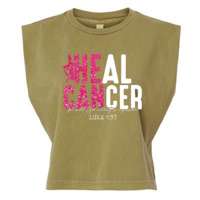 Heal Cancer Believe God Christian Breast Cancer Awareness Garment-Dyed Women's Muscle Tee