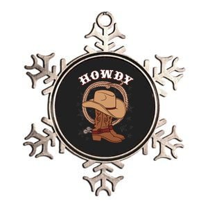 Howdy Cowboy Boots Hat Funny Rodeo Country Western Texas Metallic Star Ornament