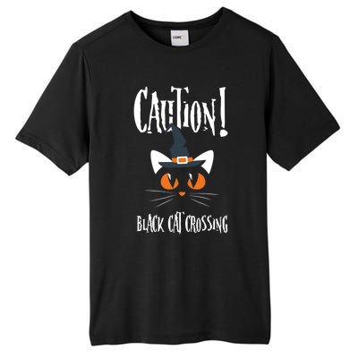 Halloween Caution Black Cat Crossing Classic Design Funny Gift Tall Fusion ChromaSoft Performance T-Shirt