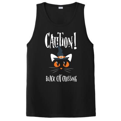 Halloween Caution Black Cat Crossing Classic Design Funny Gift PosiCharge Competitor Tank