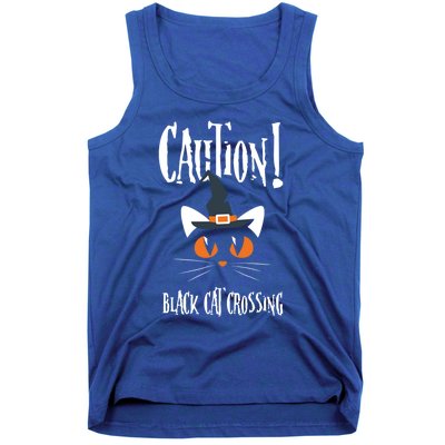 Halloween Caution Black Cat Crossing Classic Design Funny Gift Tank Top