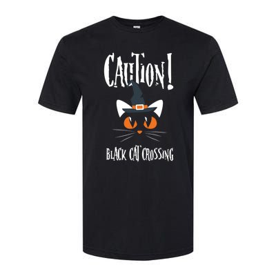 Halloween Caution Black Cat Crossing Classic Design Funny Gift Softstyle CVC T-Shirt