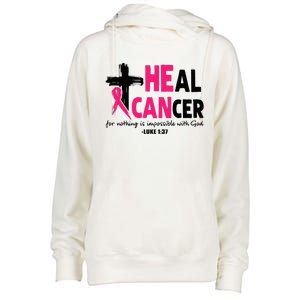 Heal Cancer Believe God Christian Breast Cancer Awareness Womens Funnel Neck Pullover Hood