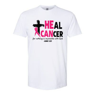 Heal Cancer Believe God Christian Breast Cancer Awareness Softstyle® CVC T-Shirt