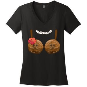 Halloween Coconut Bra Costume Coconut Halloween Women's V-Neck T-Shirt