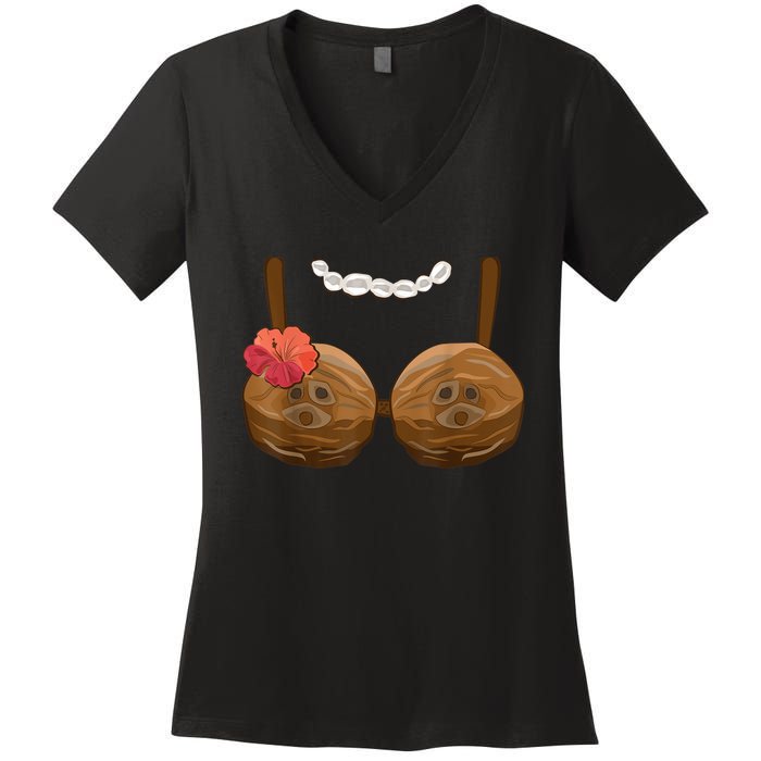 Halloween Coconut Bra Costume Coconut Halloween Women's V-Neck T-Shirt