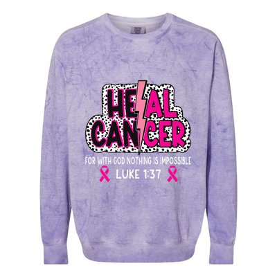 Heal Cancer Believe God Christian Colorblast Crewneck Sweatshirt