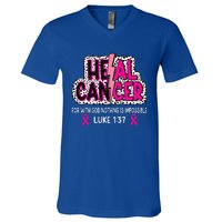 Heal Cancer Believe God Christian V-Neck T-Shirt