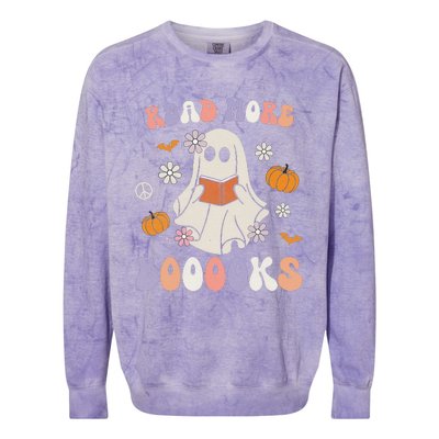 Halloween Cute Boo Read A Book Teacher's Day Colorblast Crewneck Sweatshirt