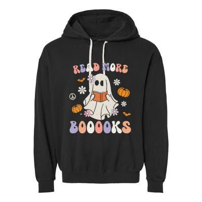 Halloween Cute Boo Read A Book Teacher's Day Garment-Dyed Fleece Hoodie