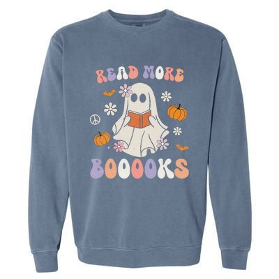 Halloween Cute Boo Read A Book Teacher's Day Garment-Dyed Sweatshirt