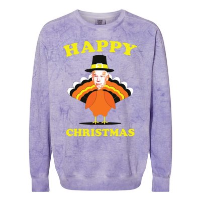 Happy Christmas Biden Funny Thanksgiving Turkey Colorblast Crewneck Sweatshirt