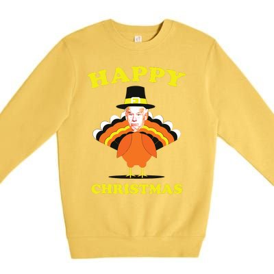 Happy Christmas Biden Funny Thanksgiving Turkey Premium Crewneck Sweatshirt